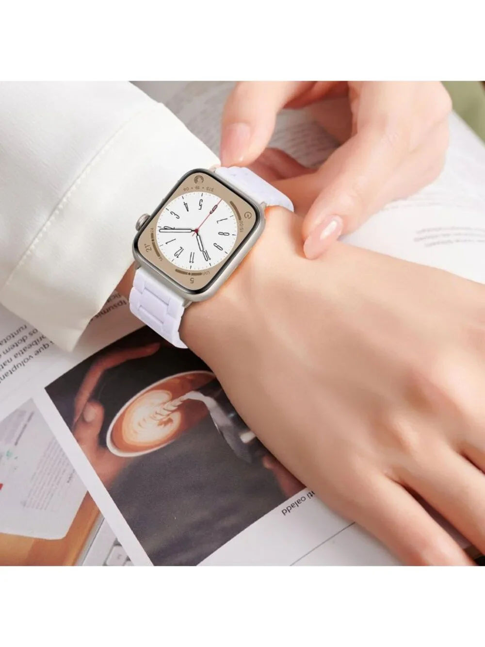 Stylish Resin Apple Watch Band for Series 1-11, Unisex, Pure White, 38-42mm